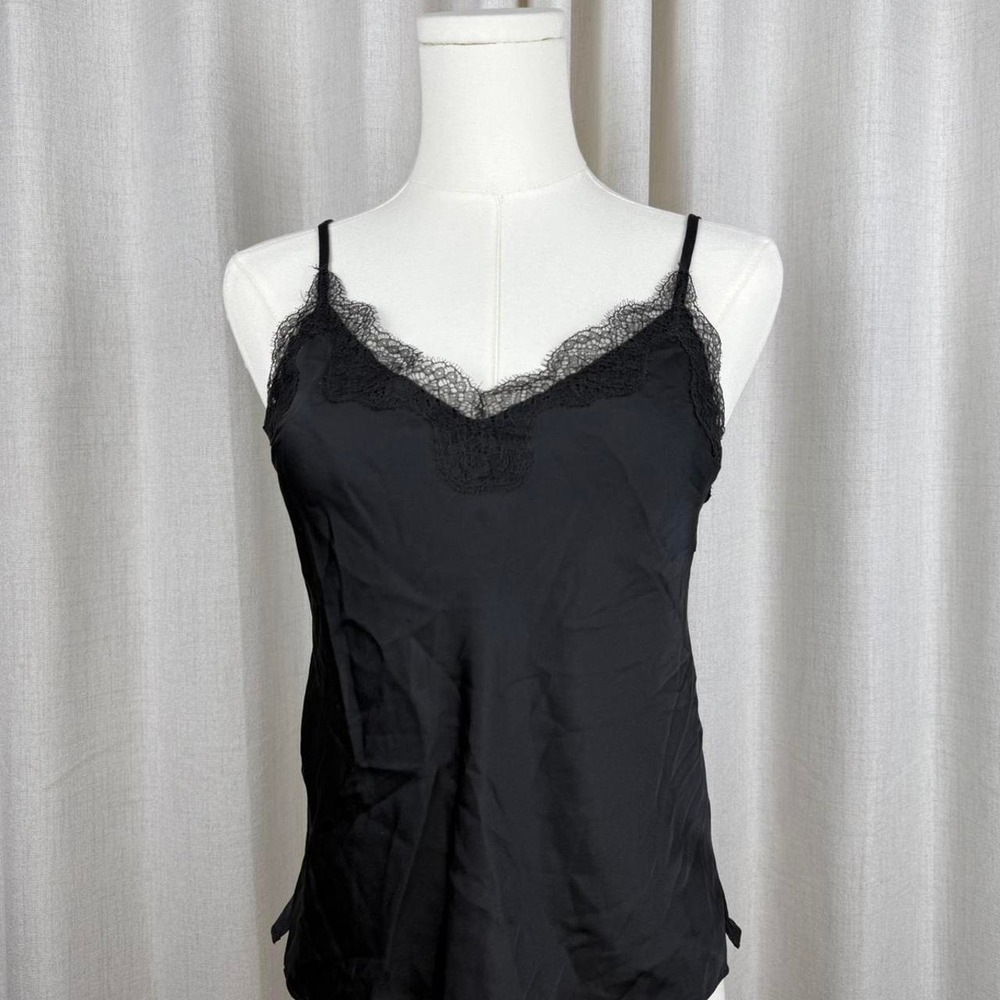 Victoria's Secret Black Lace Trim Cami Top Loungewear XXS